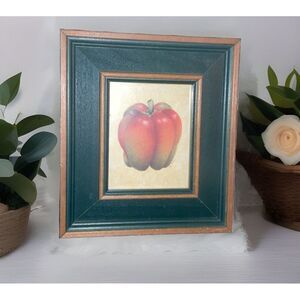 Wood Framed Pepper✨ Cottage Core Farmhouse Green ✨Vintage Signed Print